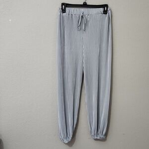 Sweet Rain Pants Womens Size S Sillver Pleated Balloon Fancy Jogger Style
